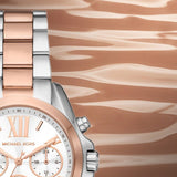 Michael Kors Bradshaw Chronograph White Dial Two Tone Steel Strap Watch For Women - MK7258 Authentic Buy Shop Now