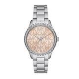 Michael Kors Layton Three Hand Pink Dial Silver Steel Strap Watch For Women - MK7298 Authentic Buy Shop Now