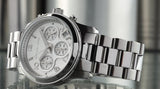 Michael Kors Runway Chronograph Silver Dial Silver Steel Strap Watch For Women - MK7325 Authentic Buy Shop Now