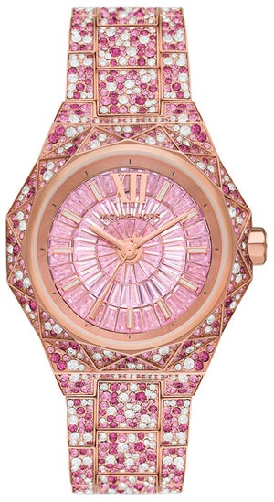 Michael Kors Raquel Three-Hand Crystals Pink Dial Rose Gold Steel Strap Watch For Women - MK7343 Authentic Buy Shop Now