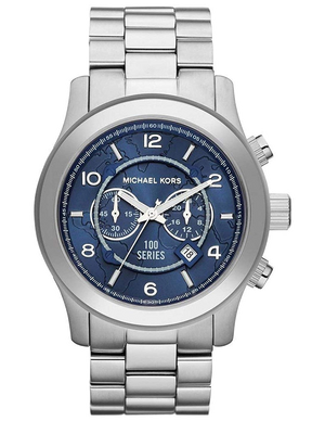 Michael Kors Stop Hunger Chronograph Blue Dial Silver Steel Strap Watch for Men - MK8314 Authentic Buy Shop Now