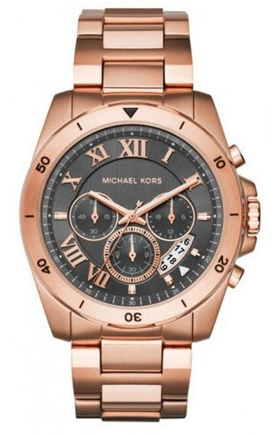 Michael Kors Brecken Chronograph Analog Black Dial Rose Gold Steel Strap Watch For Women - MK8563 Authentic Buy Shop Now