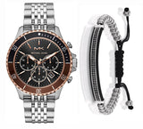 Michael Kors Bayville Chronograph Black Dial Silver Steel Strap Watch For Men - MK8725 Authentic Buy Shop Now