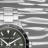 Michael Kors Layton Chronograph Green Dial Silver Steel Strap Watch For Men - MK8912 Authentic Buy Shop Now