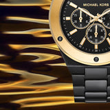 Michael Kors Lennox Chronograph Black Dial Black Steel Strap Watch For Men - MK8941 Authentic Buy Shop Now