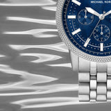 Michael Kors Hutton Chronograph Blue Dial Blue Steel Strap Watch For Men - MK8952 Authentic Buy Shop Now
