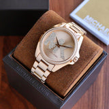 Michael Kors Bradshaw Quartz Rose Gold Dial Rose Gold Steel Strap Watch For Women - MK6556 Authentic Buy Shop Now