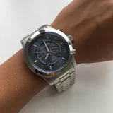 Michael Kors Stop Hunger Chronograph Blue Dial Silver Steel Strap Watch for Men - MK8314 Authentic Buy Shop Now