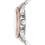 Michael Kors Everest Chronograph White Dial Two Tone Steel Strap Watch For Women - MK7214 Authentic Buy Shop Now