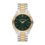 Michael Kors Slim Runway Quartz Green Dial Two Tone Steel Strap Watch for Women - MK9149 Authentic Buy Shop Now