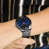 Michael Kors Slim Runway Blue Dial Grey Steel Strap Watch For Men - MK8584 Authentic Buy Shop Now