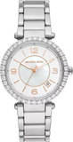 Michael Kors Parker Three Hand Mother of Pearl White Dial Silver Steel Strap Watch For Women - MK4694 Authentic Buy Shop Now