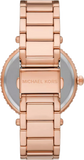 Michael Kors Parker Three-Hand Mother of Pearl White Dial Rose Gold Steel Strap Watch For Women - MK4695 Authentic Buy Shop Now