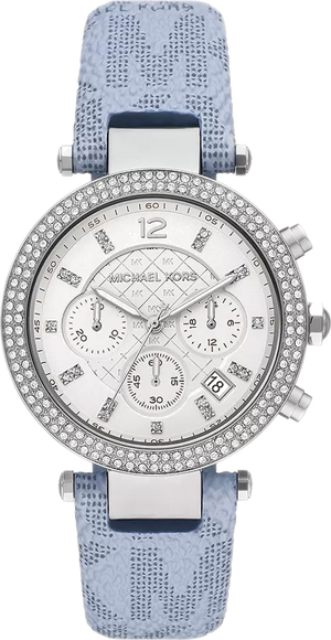 Michael Kors Parker Silver Dial Blue Leather Strap Watch For Women - MK6936 Authentic Buy Shop Now