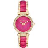 Michael Kors Parker Pink Mother of Pearl Dial Two Tone Steel Strap Watch for Women - MK6490 Authentic Buy Shop Now