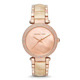 Michael Kors Parker Mother of Pearl Pink Dial Two Tone Steel Strap Watch for Women - MK6492 Authentic Buy Shop Now