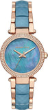 Michael Kors Parker Blue Mother of Pearl Dial Two Tone Steel Strap Watch for Women - MK6491 Authentic Buy Shop Now