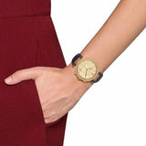 Michael Kors Parker Gold Dial Blue Leather Strap Watch for Women - MK2280 Authentic Buy Shop Now