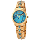 Michael Kors Petite Runway Mercer Blue Dial Gold Steel Strap Watch For Women - MK6673 Authentic Buy Shop Now