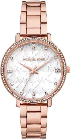 Michael Kors Pyper Three-Hand White Dial Rose Gold Steel Strap Watch For Women - MK4594 Authentic Buy Shop Now