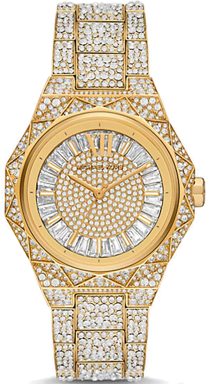 Michael Kors Raquel Three Hand Crystals Gold Dial Gold Steel Strap Watch For Women - MK7398 Authentic Buy Shop Now