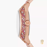 Michael Kors Raquel Three-Hand Crystals Pink Dial Rose Gold Steel Strap Watch For Women - MK7343 Authentic Buy Shop Now