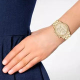 Michael Kors Ritz Chronograph Gold Dial Gold Steel Strap Watch For Women - MK6597 Authentic Buy Shop Now