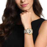 Michael Kors Ritz Three-Hand Glitz Crystals Gold Dial Gold Steel Strap Watch for Women - MK6747 Authentic Buy Shop Now