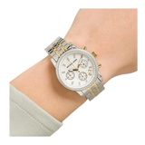 Michael Kors Ritz Chronograph White Dial Two Tone Steel Strap Watch for Women - MK5057 Authentic Buy Shop Now
