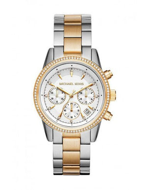 Michael Kors Ritz White Dial Two Tone Steel Strap Watch for Women - MK6474 Authentic Buy Shop Now