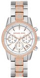 Michael Kors Ritz Chronograph White Dial Two Tone Steel Strap Watch For Women - MK6651 Authentic Buy Shop Now