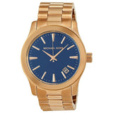Michael Kors Runway Blue Dial Rose Gold Stainless Steel Strap Watch for Women - MK7065 Authentic Buy Shop Now