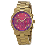 Michael Kors Runway Iridescent Pink Dial Gold Steel Strap Watch for Women - MK5939 Authentic Buy Shop Now