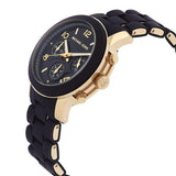 Michael Kors Runway Chronograph Black Dial Black Silicone Strap Watch For Women - MK7385 Authentic Buy Shop Now