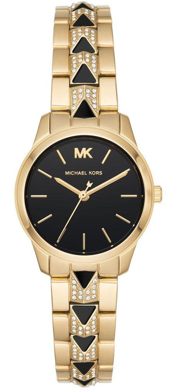 Michael Kors Runway Mercer Quartz Black Dial Two Tone Steel Strap Watch For Women - MK6672 Authentic Buy Shop Now