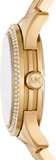 Michael Kors Runway Three Hand Green Dial Gold Steel Strap Watch For Women - MK7390 Authentic Buy Shop Now