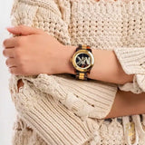 Michael Kors Runway Three-Hand Brown Dial Two Tone Steel Strap Watch for Women - MK7354 Authentic Buy Shop Now