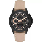 Michael Kors Ryker Chronograph Black Dial Beige Leather Strap Watch For Men - MK8520 Authentic Buy Shop Now