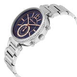 Michael Kors Sawyer Navy Blue Dial Silver Steel Strap Watch for Women - MK6224 Authentic Buy Shop Now
