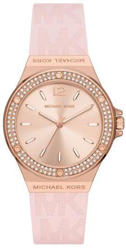 Michael Kors Mini Lennox Three-Hand Rose Gold Dial Pink Silicone Strap Watch For Women - MK7282 Authentic Buy Shop Now