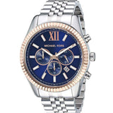 Michael Kors Lexington Chronograph Blue Dial Silver Steel Strap Watch For Men - MK8689 Authentic Buy Shop Now