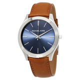Michael Kors Slim Runway Analog Blue Dial Brown Leather Strap Watch For Men - MK8508 Authentic Buy Shop Now