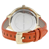 Michael Kors Runway Quartz Gold Dial Orange Leather Strap Watch For Women - MK2275 Authentic Buy Shop Now
