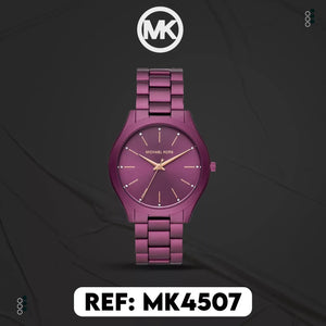Michael Kors Slim Runway Quartz Purple Dial Purple Steel Strap Watch For Women - MK4507 Authentic Buy Shop Now