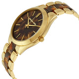 Michael Kors Slim Runway Tortoise Shell Dial Two Tone Steel Strap Watch for Women - MK4284 Authentic Buy Shop Now