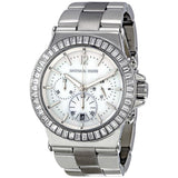 Michael Kors Dylan Glitz Chronograph White Dial Silver Steel Strap Watch For Women - MK5411 Authentic Buy Shop Now