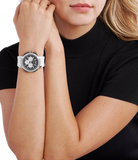 Michael Kors Sidney Multifunction Black Dial White Silicone Strap Watch For Women - MK6947 Authentic Buy Shop Now