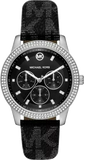 Michael Kors Tibby Chronograph Black Dial Black Leather Strap Watch For Women - MK2976 Authentic Buy Shop Now