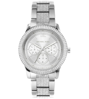 Michael Kors Tibby Chronograph Silver Dial Silver Steel Strap Watch For Women - MK7294 Authentic Buy Shop Now