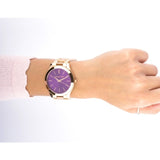 Michael Kors Slim Runway Purple Dial Rose Gold Steel Strap Watch for Women - MK3293 Authentic Buy Shop Now